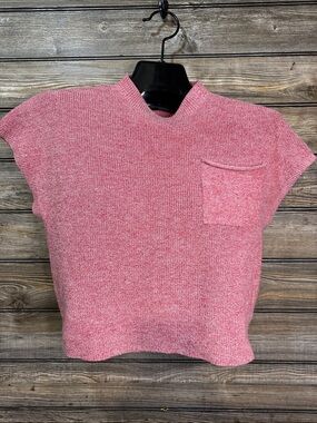 Women’s Red Short Sleeve Knit Pocket Top